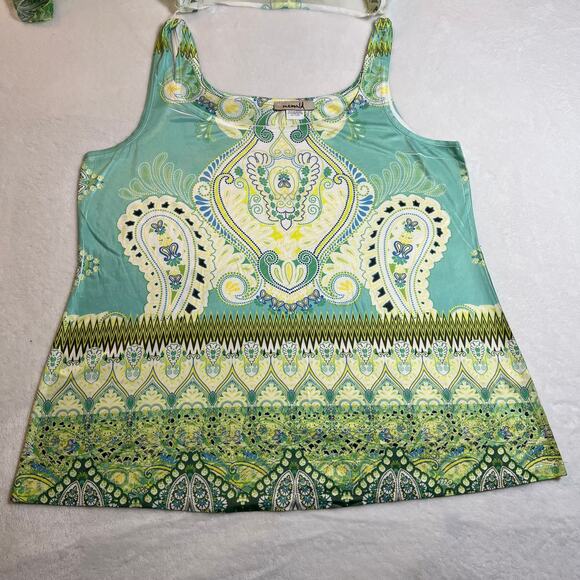 One World Chiffon Overlay Blouse w/ Tank Size 14/16 Paisley Boho Hippie Fairy - Picture 6 of 7